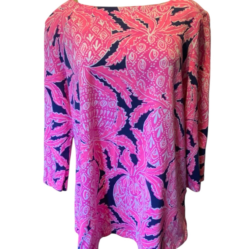Lilly Pulitzer Pink and Blue Tunic Top with Relaxed Fit